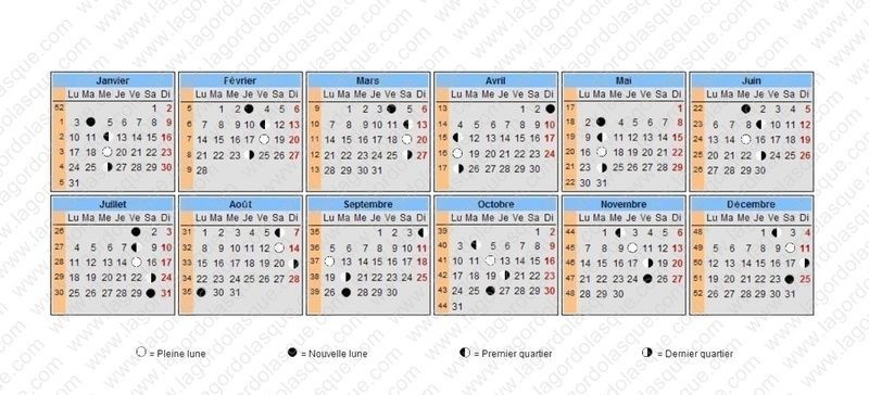 calendrier 2011 avec lune